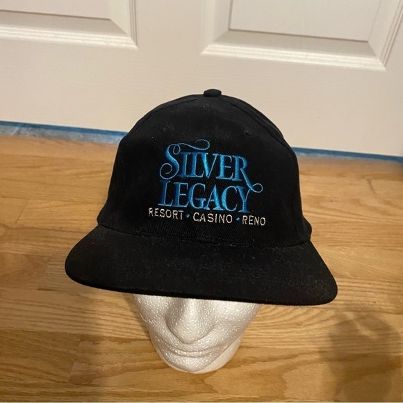Vintage Silver Legacy Resort Casino Reno Nevada SnapBack Hat Black - Picture 2 of 9